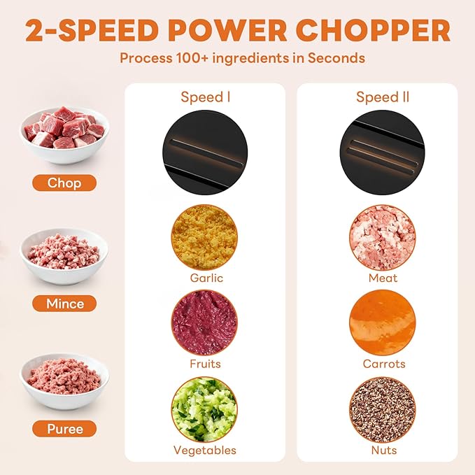 OLIXIS Electric Food Processor, 450W Meat Grinder & Vegetable Chopper with 2 Bowels for Home Use, Food Chopper with Double S-Blades for Vegetable, Onion, Garlic, Nuts, Meat