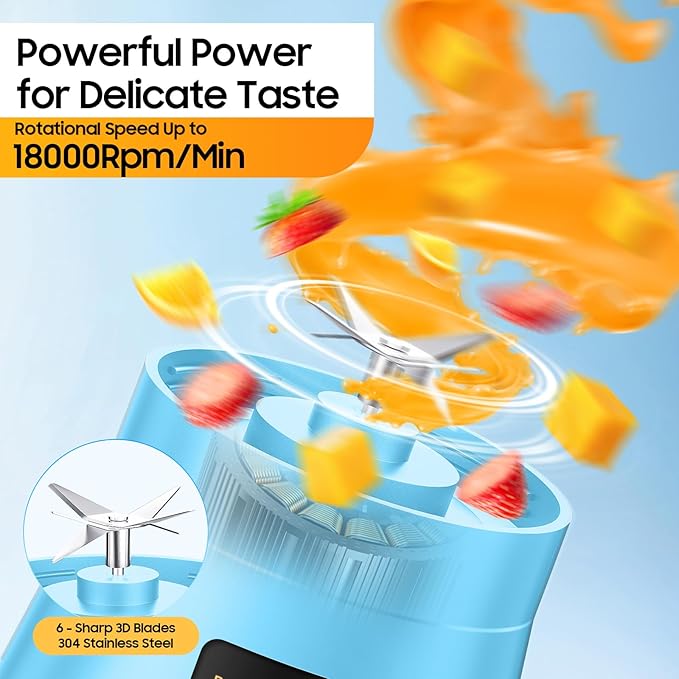 Portable Blender for Smoothies & Shakes - Cordless Personal Size Mini Blender with BAP Free Juice Cup, USB Rechargeable Suit for Sports/Picnic