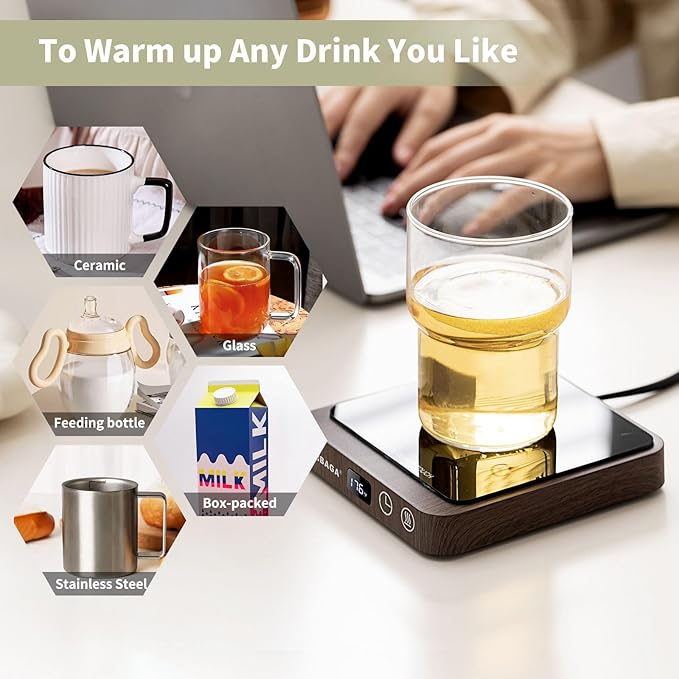 VOBAGA Coffee Mug Warmer & Coffee Warmer for Desk with 5 Temp Settings Display, Mug Warmer with 2-12H Auto Shut Off, Beverage Warmer for Milk, Tea, Candle, Ideal Coffee Gifts for Women Men(No Cup)