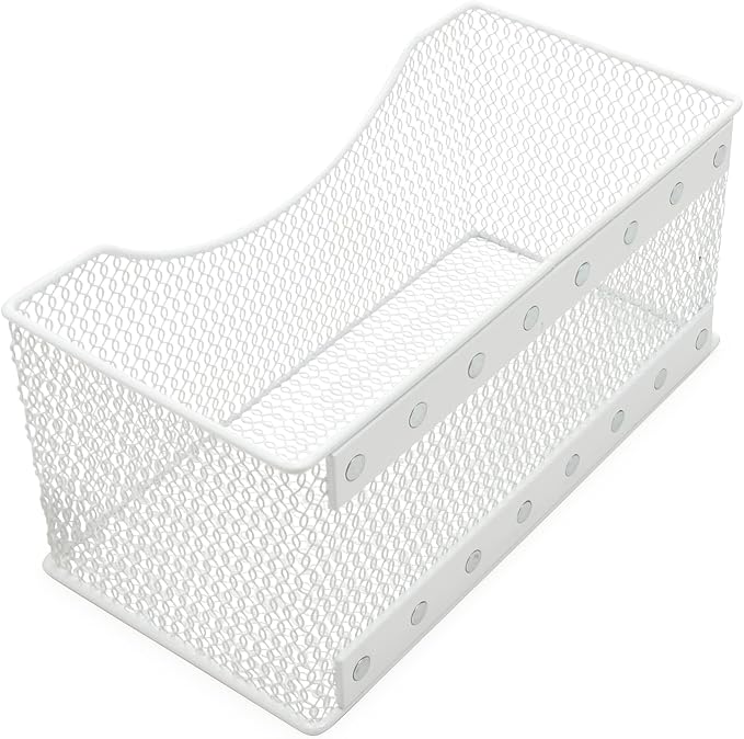 YBM HOME Mesh Magnetic Storage Basket Organizer with Extra Strong Magnets Holds Your Whiteboard and Locker Accessories, Perfect as Marker and Pencil Holder for Office, (1, Large) White