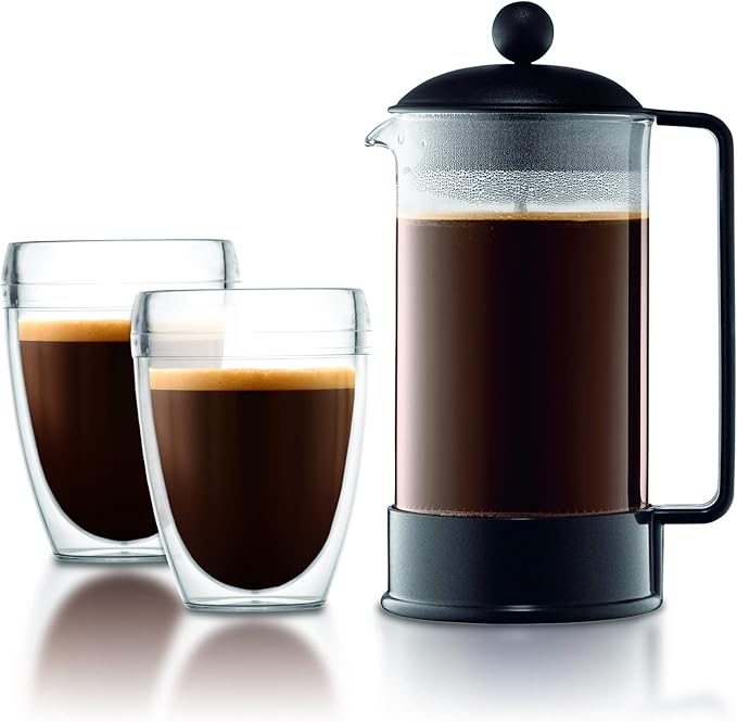 Bodum 34oz Brazil French Press Coffee Maker, High-Heat Borosilicate Glass, Black - Made in Portugal