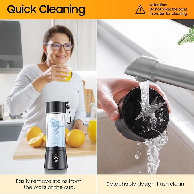 Portable Blender for Smoothies & Shakes - Cordless Personal Size Mini Blender with BAP Free Juice Cup, USB Rechargeable Suit for Sports/Picnic, Mother's Day