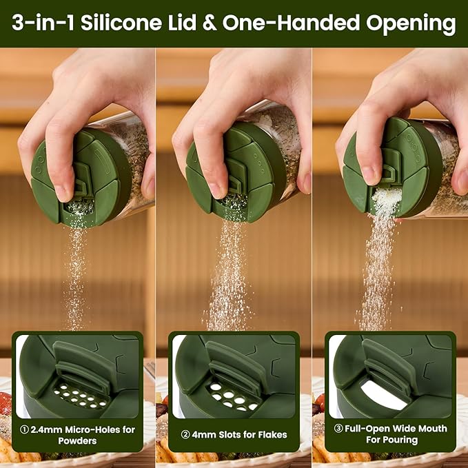 12 pcs Glass Spice Jars With Labels,6oz Glass seasoning Containers with Silicone Lids,Small Spice Storage Bottles for Kitchen Organizer,Seasoning Jars for Spice Rack,Cabinet,or Drawer