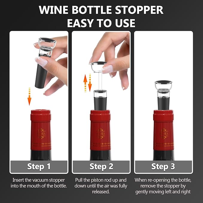 Electric Wine Aerator & Decanter Pump – Quiet Dual-Pump Aeration, Measured Pouring, Temp Display & USB Rechargeable System – Professional Wine Tool for Home Bars (Black)