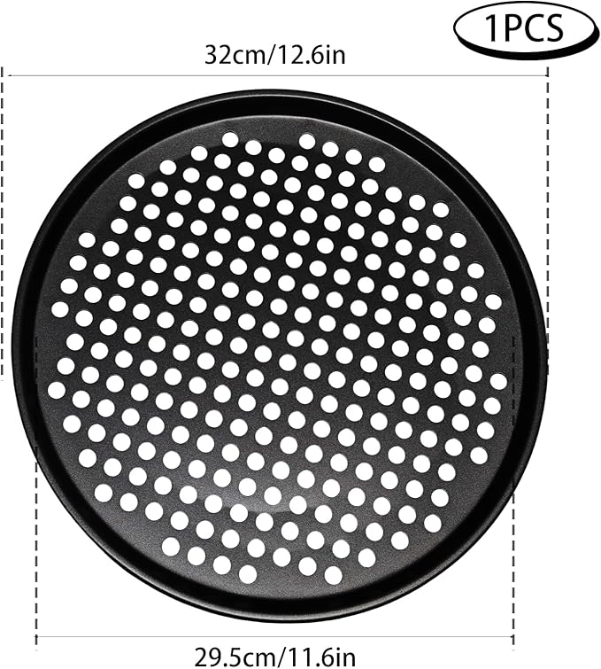 12 Inch Round Pizza Pan with Holes, Carbon Steel Pizza Pans for Frozen & Homemade Pizza, Nonstick Pizza Tray for Oven