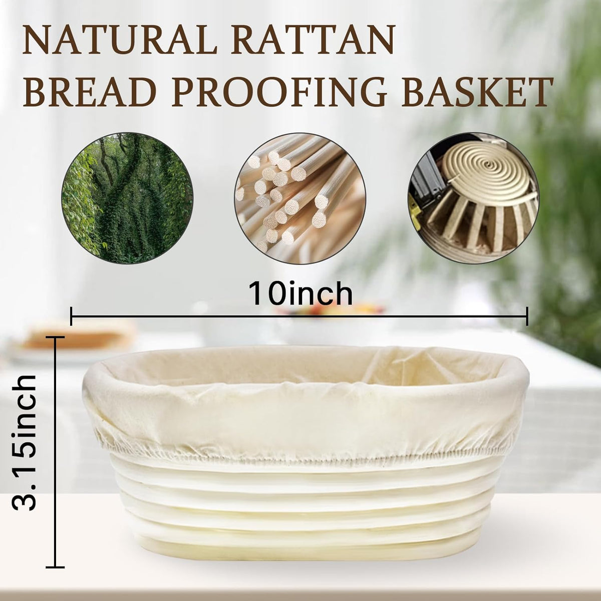 Sourdough Bread Baking Supplies- Set of 2 Oval Banaton Basket with Sourdough Starter Kit and Making Tools Accessories for Homemade Bread