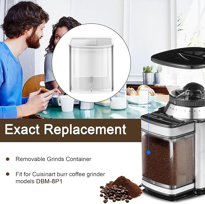 DBM-8GC Grind Chamber With Lid for Cuisinart Burr Coffee Grinder DBM-8P1, Removable Grind Chamber for Food Processor Replacement Parts