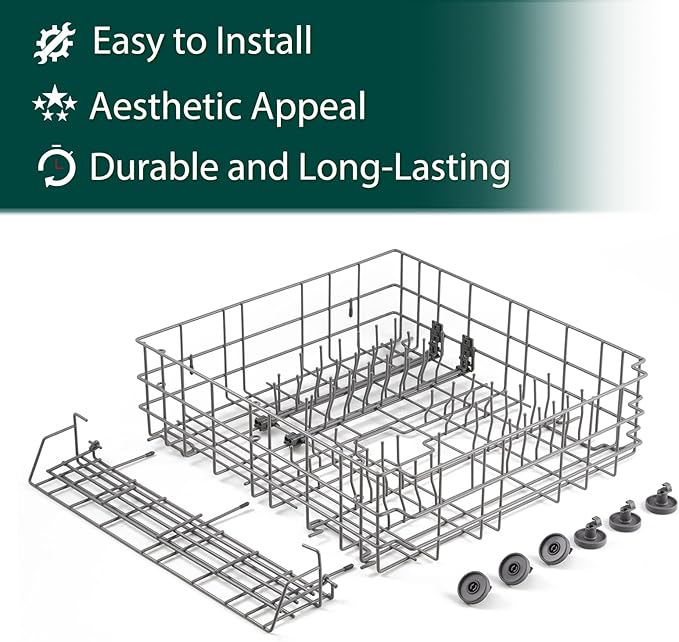 W10139223 Dishwasher Lower Rack Replacement Parts for Whirlpool Maytag Dishwasher Rack Lower Basket Shelf Jenn-air Amana MDBD820AWW MDB6650AWW JDB8910AWS Bottom Dishrack Basket Assembly 1 Pack
