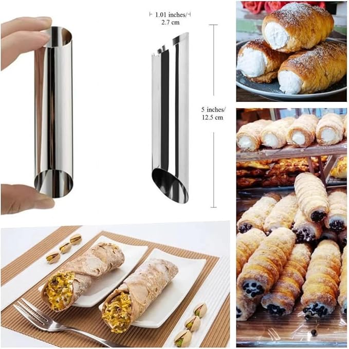 39 Pack Cannoli Forms Kit, Cannoli Forms Pastry Roll Molds with Piping Bags Reusable, Cleaning Brush, Long Cream Icing Piping Nozzle Baking Accessories Tool for Mum and Baker