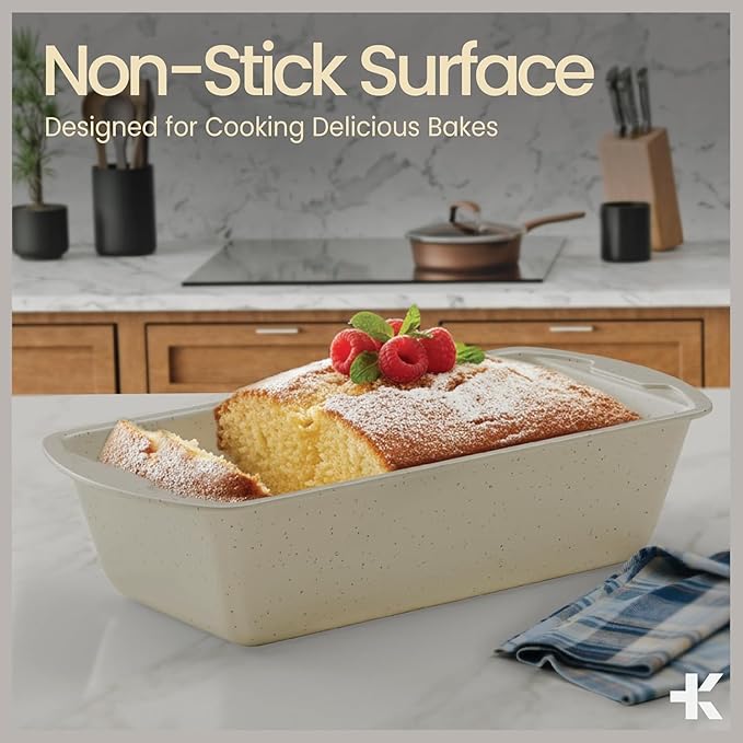 Nonstick Loaf Pan Set Pack of 4, Carbon Steel 11" Large Baking Bread Pan, Oven Safe Up to 450°F, PFOA, PFOS, PTFE Free, Space Saving Stackable Design, Stain Resistant, Dishwasher Friendly,White Marble