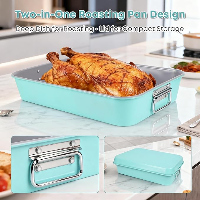 21-pieces Stackable Nonstick Bakeware Set, PTFE/PFOA/PFOS Free Baking Pans Set with Silicone Cup, Oven Mitt, Complete Kitchen Baking Kit for Cake & Loaf, Cookies, Cupcakes