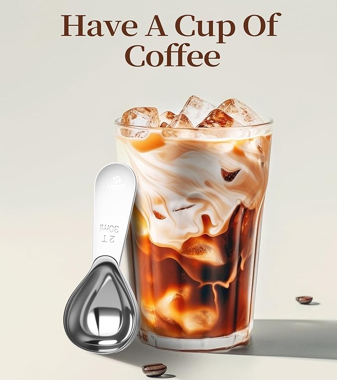 Ugotit Coffee Scoop for Ground Coffee, 2 Tablespoon 304 Stainless Steel Coffee Measuring Scoop Heavy-Duty, Short Handle for Canisters, Espresso & Baking
