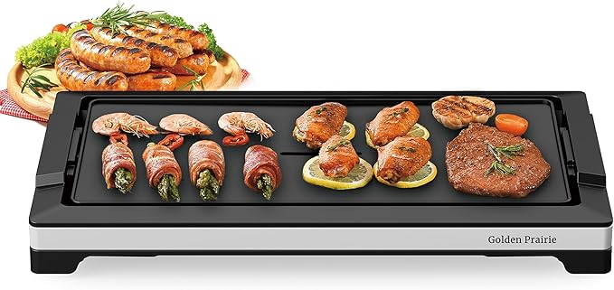 Indoor Grill & Electric Griddle, 1800W 20-Inch XL Nonstick Electric Skillet Griddle with Adjustable Temperature & Drip Tray, Easy to Clean – For Breakfast, Pancakes, Eggs, Teppanyaki