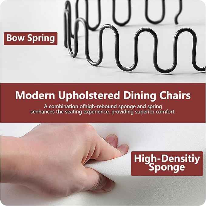 Dining Chairs Set of 6, Upholstered Dining Room Chairs with Back Ring Pull Trim and Solid Wood Legs, Modern Tufted Kitchen Chairs Perfect for Dining Room, Black Pu Leather Splicing WineRed Velvet