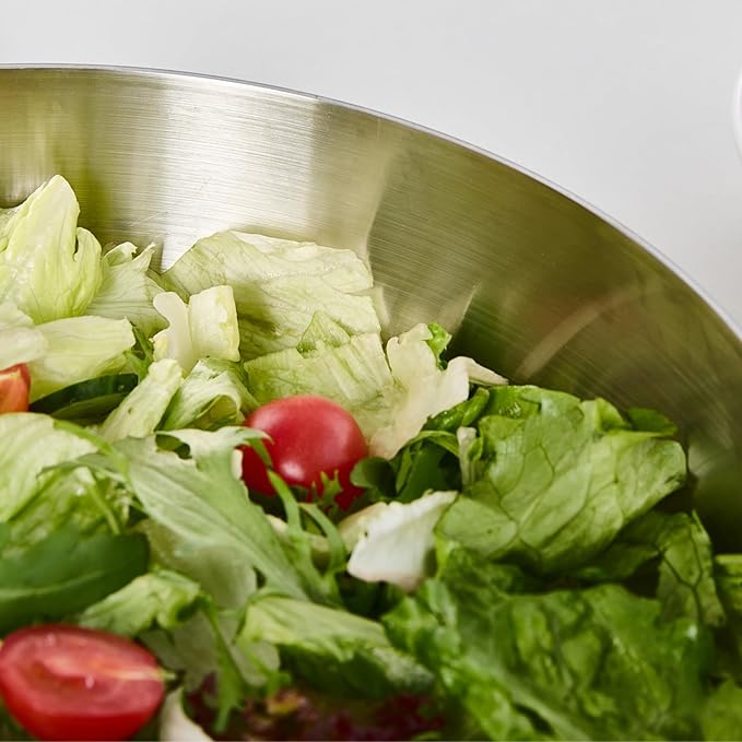 Brightalk 100oz Stainless Steel Hammered Salad Bowl, Large Fruit Popcorn Serving Bowl
