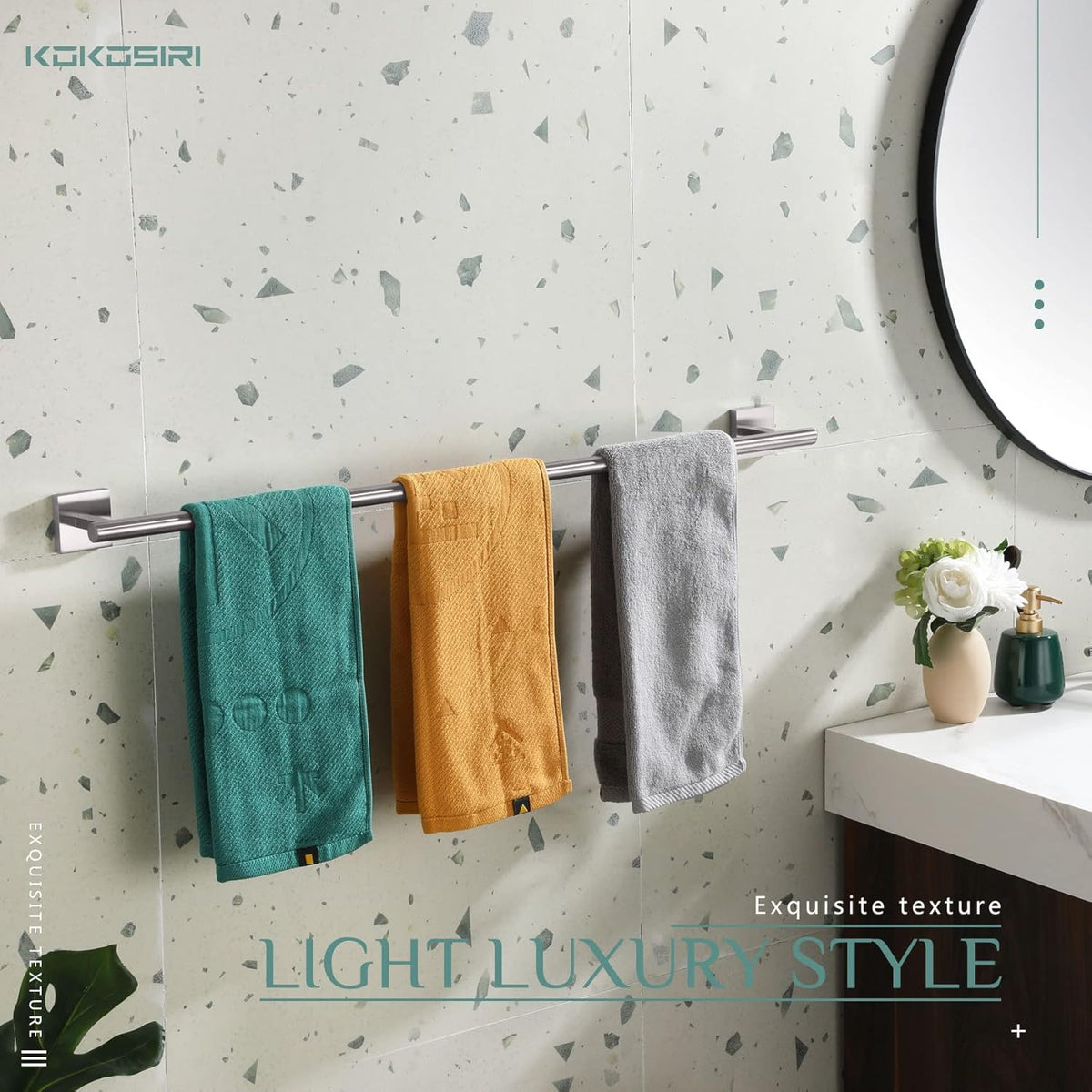 KOKOSIRI Towel Holder Bathroom Accessory Towel Bar for Bath Kitchen Towels Rail 36 Inch Brushed Nickel Stainless Steel B4005BR-L36