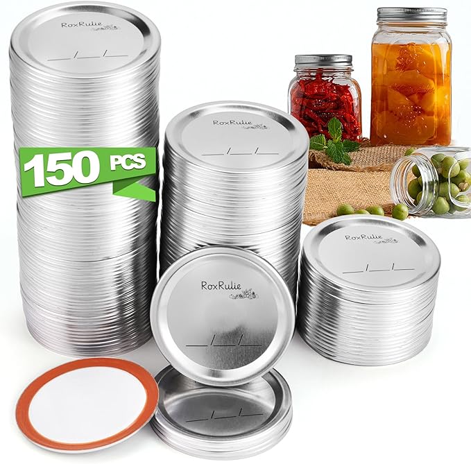 150PCS Canning lids Regular Mouth(2.76in/70mm), Upgraded Leak-Proof Mason Jar Lids for Ball/Kerr Jars, Split-Type Lid with Perfect Airtight Seal, Canning Jars Lids, Food Grade Material
