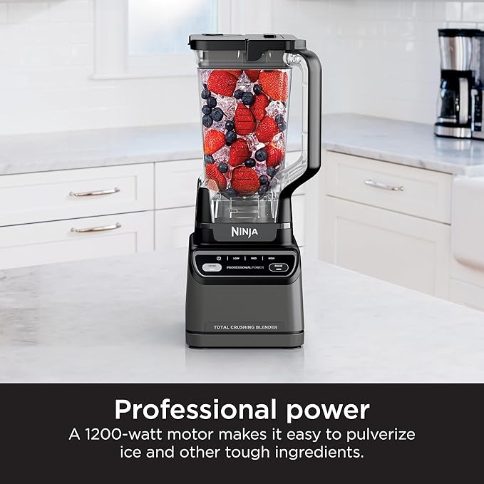 Ninja Professional Blender | Smoothie Blender, Drink Mixer, Grinder, Ice Crusher | Total Crushing™ Technology, Auto-iQ™ Smart Presets, Professional 1200W Power, XL 72oz Pitcher | Dark Grey | BR201AMZ
