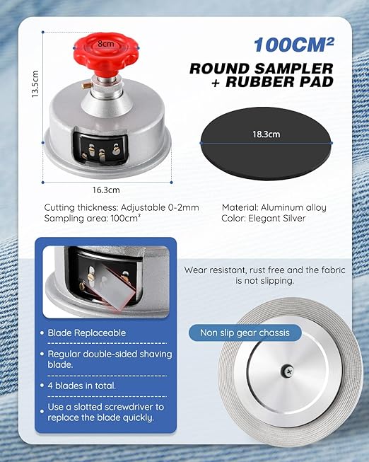 NEWTRY 600g/0.01g Electronic Fabric GSM Weight Scale Balance 110V with 0-2mm Disc Sampler Cloth Cutter for Textile Paper Non-Woven Fabrics (110V Scale + Sample Cutter)