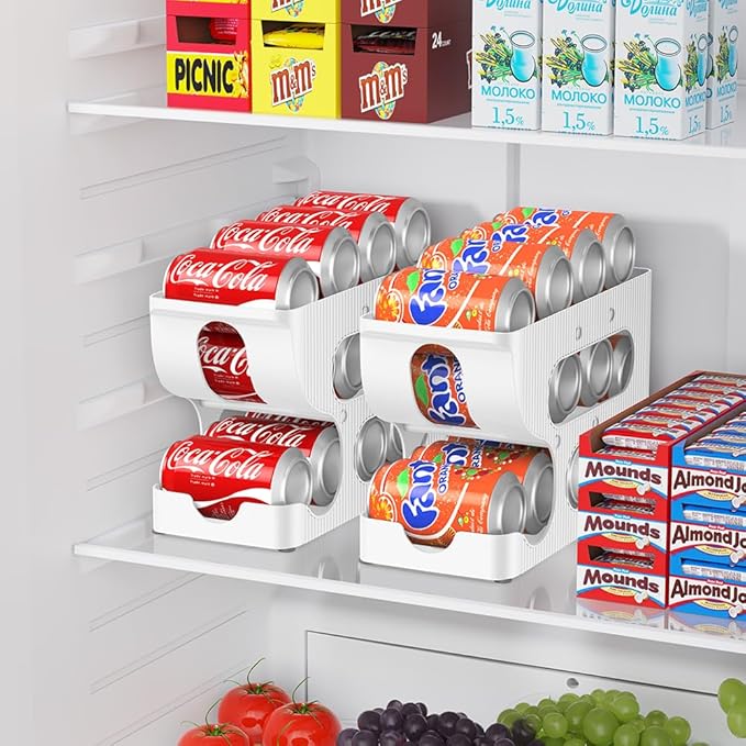 Sotfamily Soda Can Organizer for Pantry/Fridge, Automatic Rolling Pop Can Dispenser/Storage/Holder/Container for Refrigerator or 12" Deep Shelf, Space-Saving Drink Organizer for 12 Standard Cans