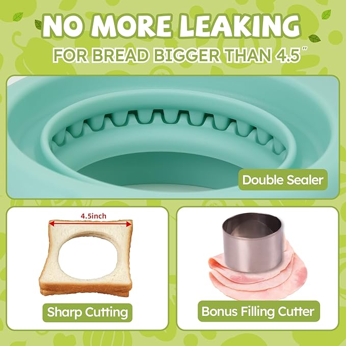 LEPCY Uncrustables Sandwich Maker Sealer Cutter, Crustless Sandwich Cutter, PB&J Uncrustable Maker - Grey Square Shape + Blue Round Shape