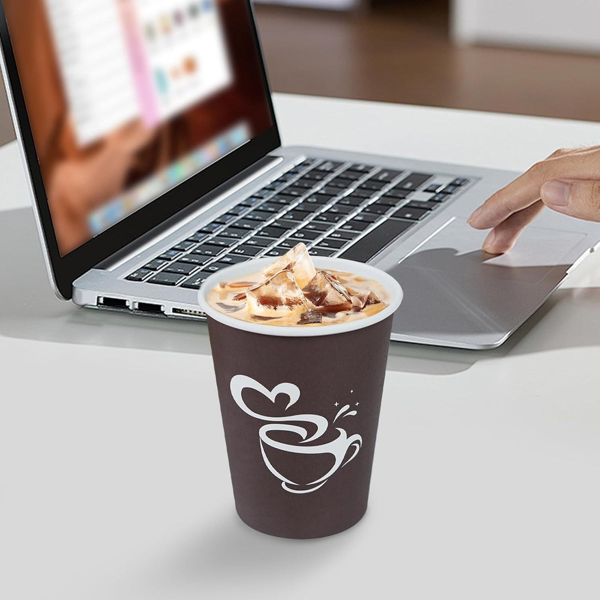 300 Count 12 oz Paper Coffee Cups, Disposable Drinking Cups for Hot or Cold Beverage, 12 ounce Brown Coffee Cups for Party, Business, Travel, Picnic
