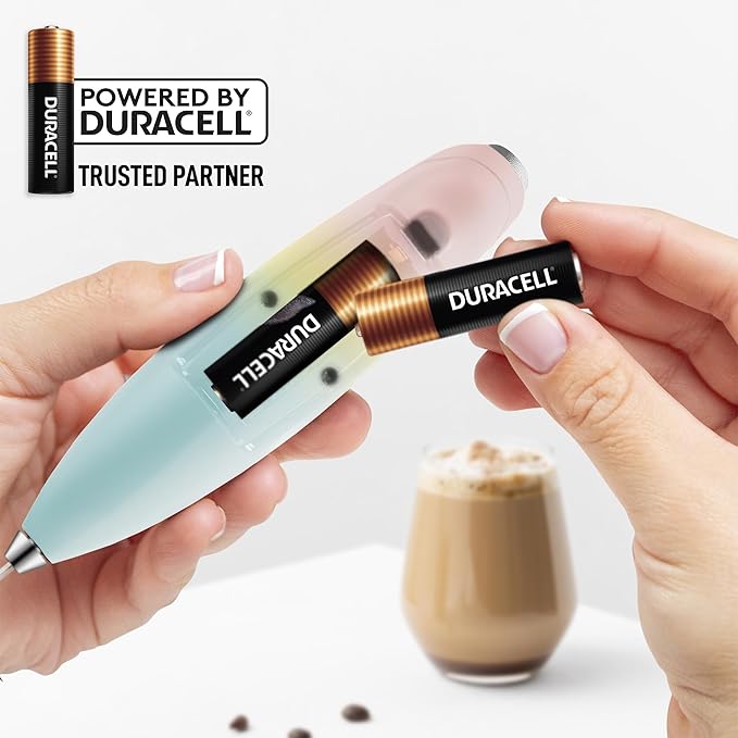 Zulay Kitchen Patented Tornado Triple Whisk Milk Frother with 4 Duracell Batteries – Handheld Foam Maker for Coffee, Lattes, Matcha & Hot Chocolate – Rich, Creamy Froth in Seconds - Nature's Sunrise