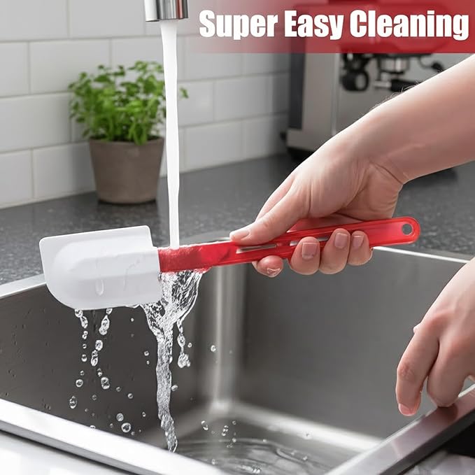 6 Pcs Rubber Spatulas Silicone Heat Resistant, 10 Inch 14 Inch Commercial High Temp Silicone Spatula Set with Long Handle, Nonstick Rubber Scrapers for Kitchen Use Cooking Mixing Frying Baking Utensil