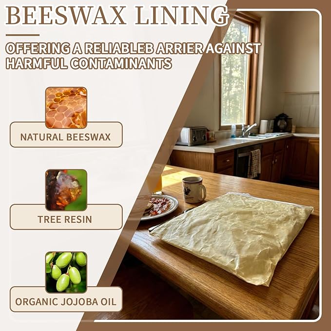 Reusable Beeswax Bread Bags-17"x13" Large Bread Bags for Sourdough & Homemade Cloth BreadBags Keeps Fresh Longer 2Pack (Tree Patterns) | Tree Pattern, Beeswax keep fresh, Large Size, Zipper, Snap-On