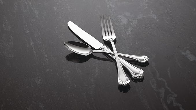 Lenox Silverware Set For 12, Alcott 89-Piece Flatware Set with Serving Utensils, Service For 12, 18/10 Stainless Steel, Mirror Finish, Dishwasher Safe, Knives Spoons and Forks (Silver, 89 Piece)