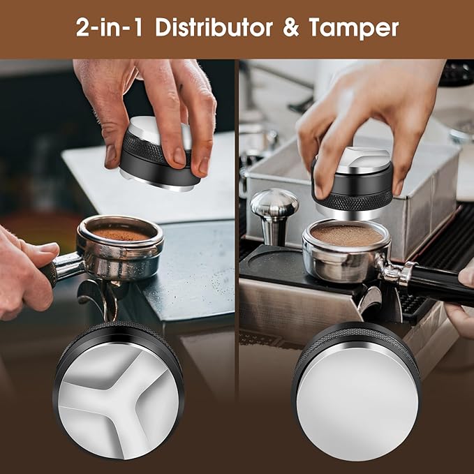Reoszeank 54mm Espresso Accessories Kit, Coffee Distributor and Tamper Leveler, WDT Tool and Dosing Funnel Set Fits Breville 54 mm Espresso Machines and Portafilters