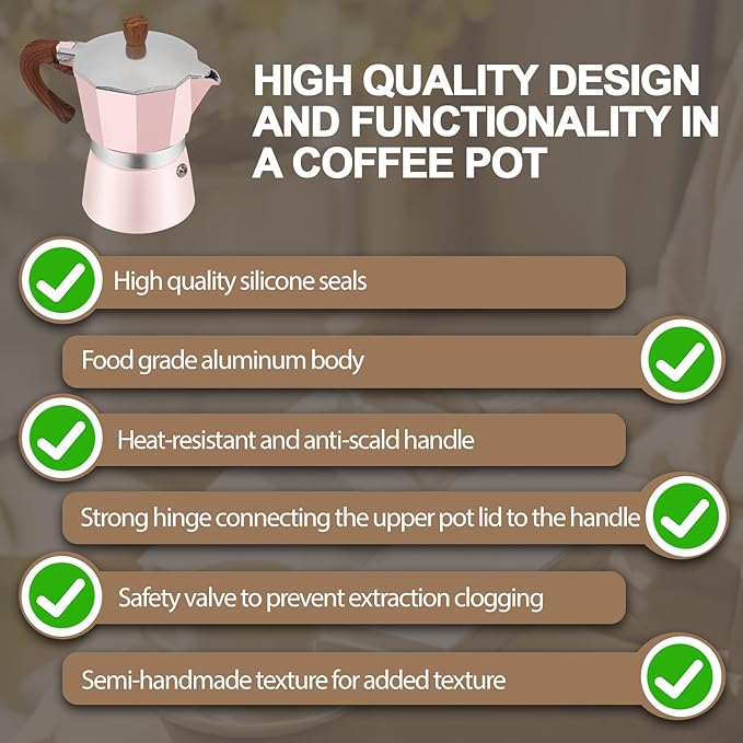 Aluminum 3 Cup 150ml Moka Pot Express Coffee Maker Stovetop Espresso Colorful Coffeemaker Italian Classic Style Brewing Greca Cafe Mocha Machine for Cafeteras Lover Camping Travel and Home Use 5oz