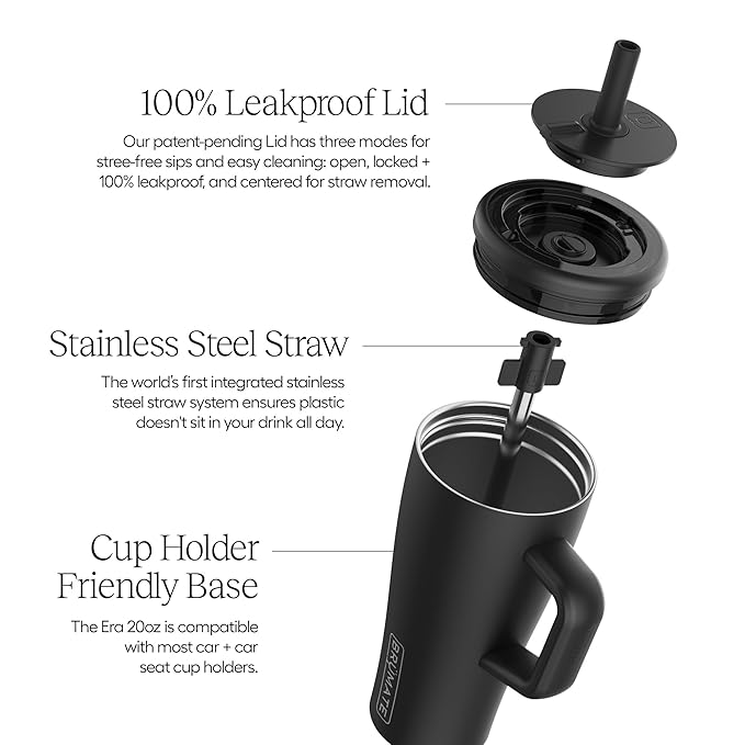 BrüMate Era 20 oz Tumbler with Handle and Straw | 100% Leakproof Insulated Tumbler with Lid and Straw | Made of Stainless Steel | Cup Holder Friendly Base | 20oz (Kiwi)