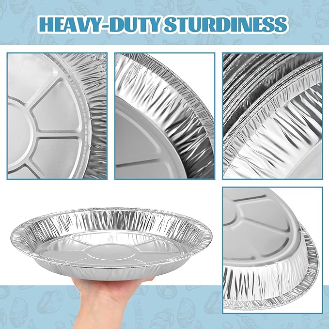 36 Pack 9 Inch Round Aluminum Foil Pie Tins - Disposable Heavy-Duty Pans, Freezer Safe for Baking Pies, Quiches, Tarts & Takeout
