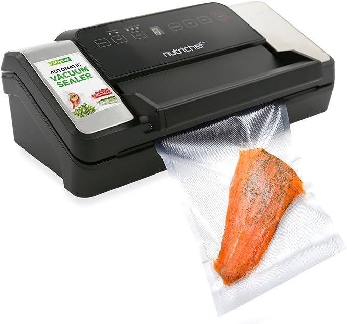 NutriChef Premium Vacuum Sealer Machine Automatic, Powerful Food Vacuum Sealer Machine with Bags, Touchscreen, Cutter & Multi-Modes for Dry, Moist & Soft Food Storage, Prep, and Sous Vide Cooking