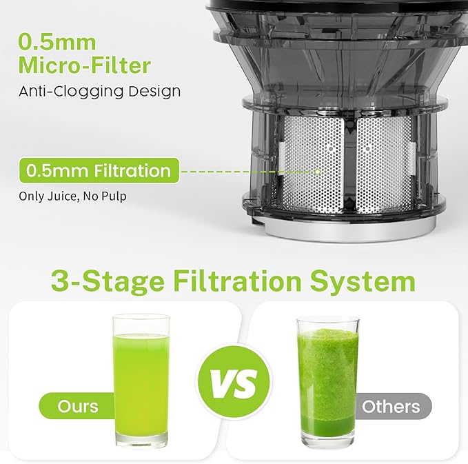 Kndko Cold Press Juicer, Juicer Machines with 5.4" Large Feed Chute for Whole Vegetables & Fruits, Professional Slow Masticating juicer with Large Auger, Self Feeding, High Juice Yield, Easy to Clean
