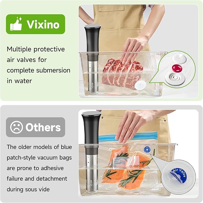 Vixino Vacuum Sealer Bags, 40 Reusable Vacuum Sealer Bags for Food Storage, BPA-Free, Meal Prep and Sous Vide Cooking,Works for Handheld Sealer and Vac Sealer Machine with External Vacuum Systems