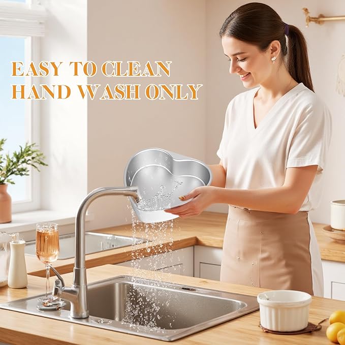 6 Inch Heart Shaped Cake Pan with 50 Pieces Parchment Paper,Non-stick Aluminum Heart Cake Pan Baking Tin for Birthday Wedding