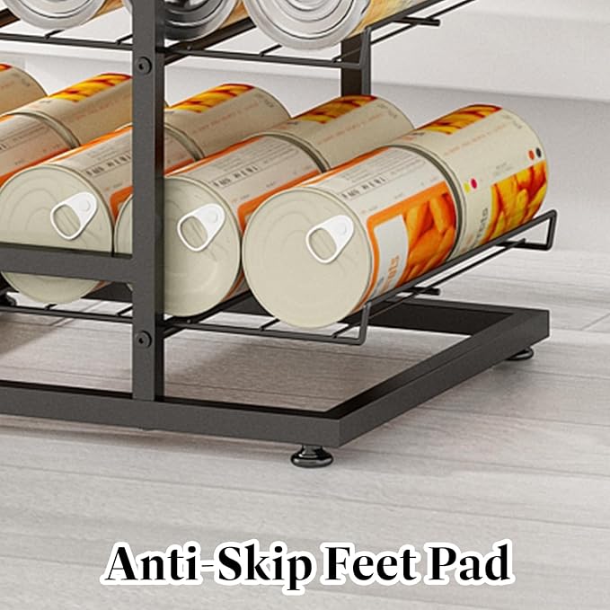 GILLAS 6 Tier with Wooden Top Water Bottle Storage with Wooden Tabletop,Metal Beverage Can Rack,Large Capacity Bottled Rack Water Bottle Holder Stand for Cabinet,Countertop Kitchen,Party,Black