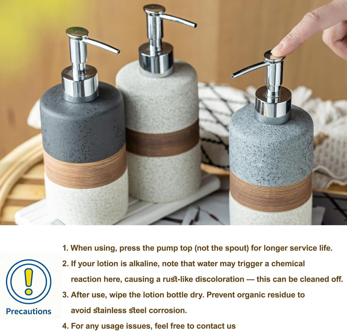 Soap Dispenser for Kitchen & Bathroom, Dish Soap, Hand Soap, Shampoo, Conditioner Dispenser Bottle with Stainless Steel Pump, Includes Silicone Funnel, Non-Slip Design, Kitchen Decor, White