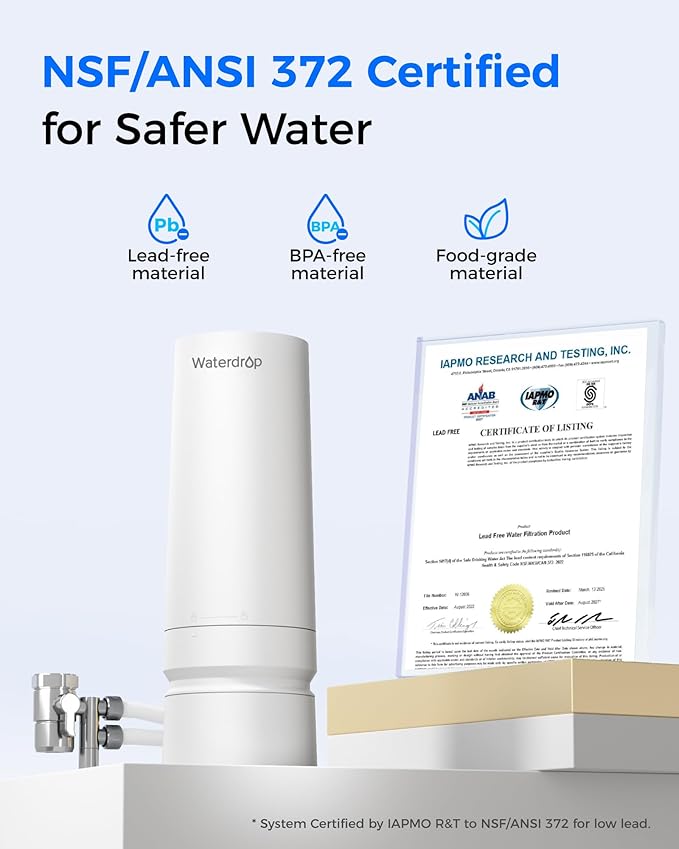 Waterdrop CTF-06 Water Filter for Sink Faucet, Countertop Water Filter System and Filter Life Reminder, Reduces Heavy Metals, Bad Odor, and 99% Chlorine, 4000 Gallons, 1 Filter