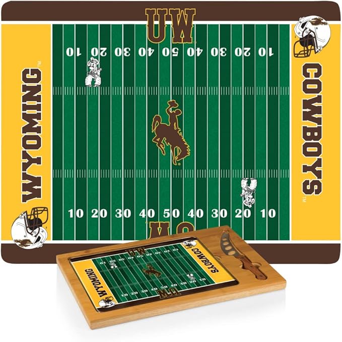 PICNIC TIME NCAA Icon Glass Top Cutting Board & Knife Set, Cheese Boards Charcuterie Boards, Serving Platter, (Parawood & Bamboo)