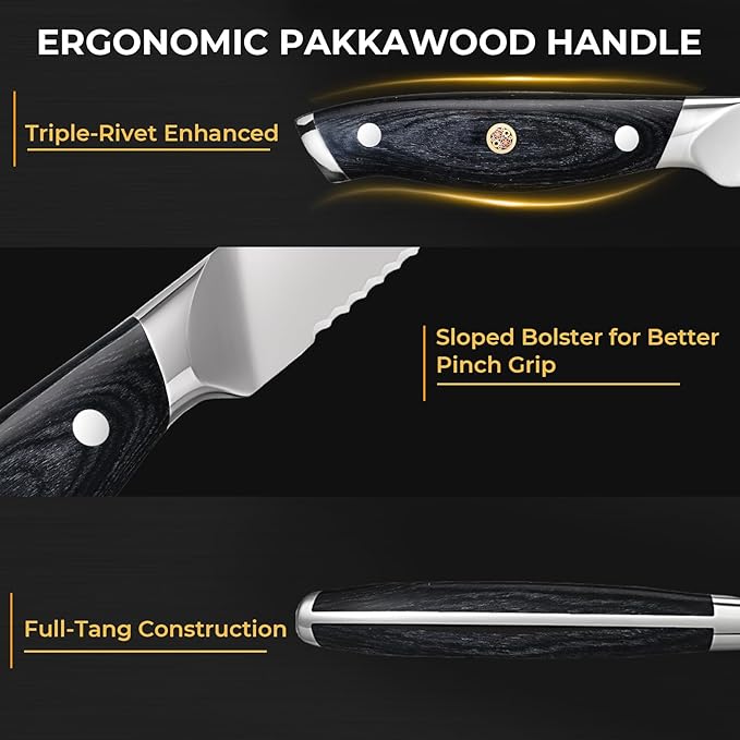 Bread Knife, 10 Inch Serrated Knife for Slicing Homemade Bread, Razor Sharp High Carbon Steel, Professional Bakery Kitchen Knives with Full Tang Ergonomic Handle for Sourdough, Bagel, Cake