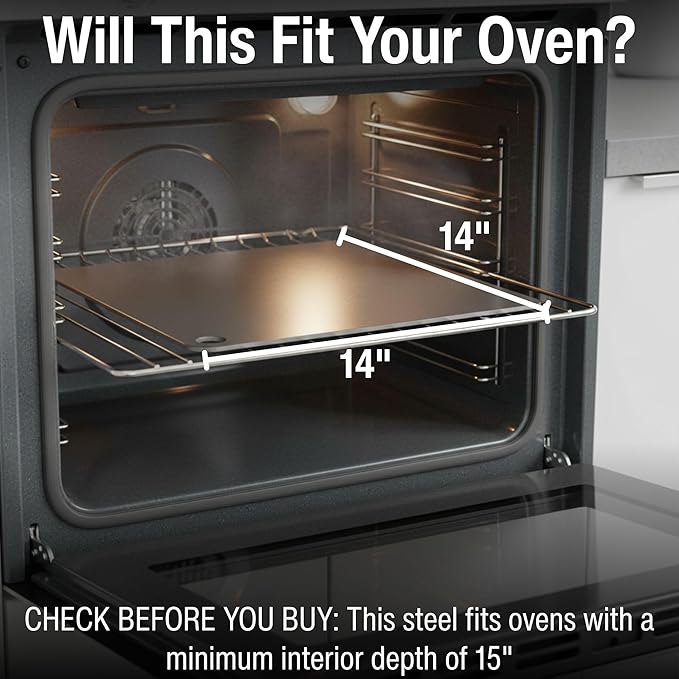 ThermiChef 14x14 Pizza Steel, 1/4" Thick, 13.4 lbs - Cooking Steel for Oven & Grill - Made in USA