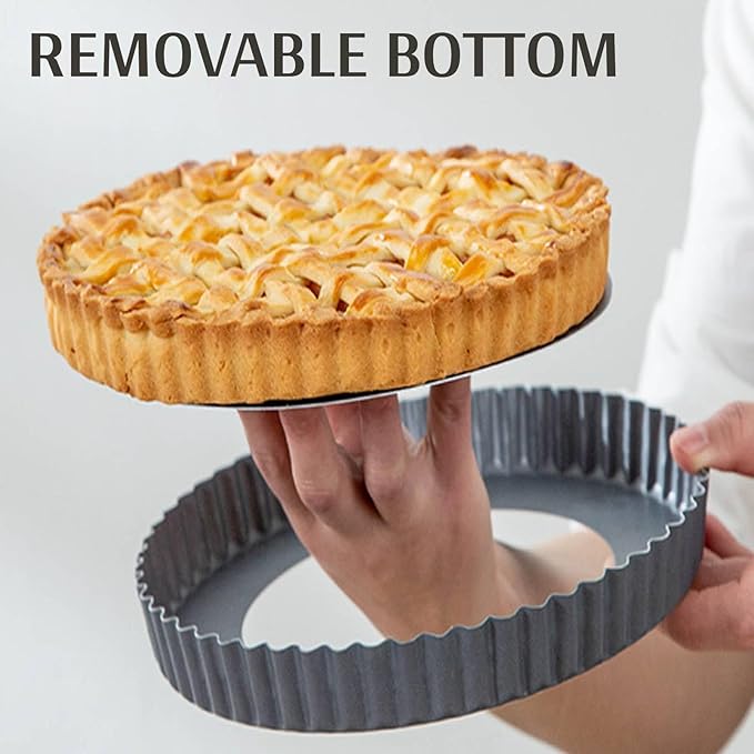 9“ & 11” Deep Dish Tart Pan, 2 Pack Nonstick 2” Tall Tart Pan, Quiche Pan, Carbon Steel Deep-dish Pie Pan with Removable Loose Bottom for Baking Thanksgiving Christmas
