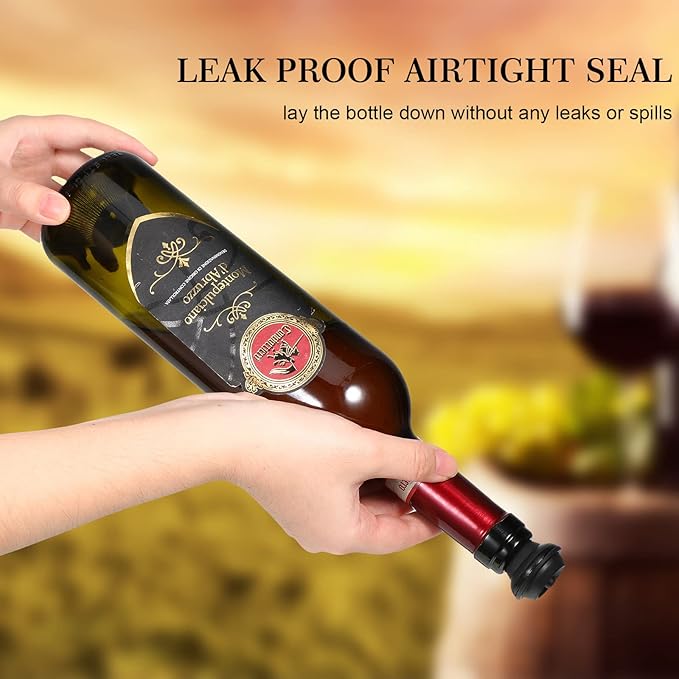 Honoson 36 Pieces Wine Stopper Resealable Pump Vacuum Silicone Saver Practical for Kitchen Supplies Bottle Tools (Black)