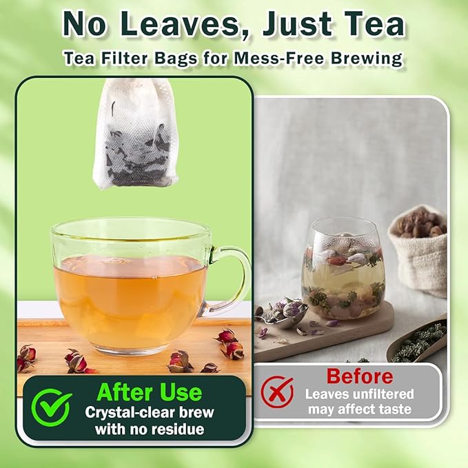 600Pcs Disposable Tea Bags for Loose Leaf Tea, Empty Tea Filter Bags for Cooking, Infuser Sachets for Spice, Coffee, Herb and More (3.54x2.75 Inch)