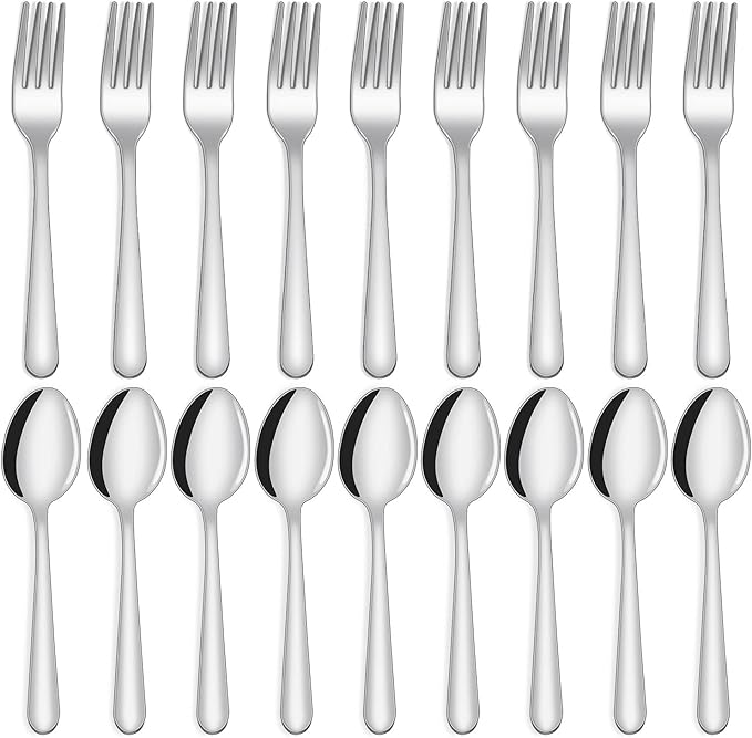 Unokit 36-Piece Spoons and Forks Set Silverware Set - Forks and Spoons Food Grade Stainless Steel Silverware for Home, Kitchen and Restaurant, 18-Fork and 18-Spoon, Mirror Polished & Dishwasher Safe