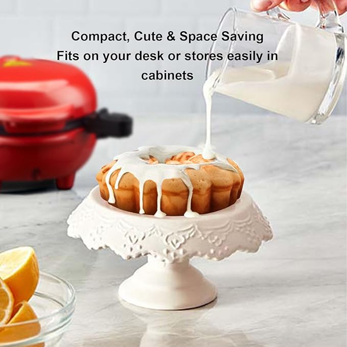 Diydeg Cake Maker Machine, 550W Double Sided Heating Non Stick Coating Donut Maker with Indicator Light, Electric Food Waffle Maker for Breakfast Snacks Desserts, Gift for Bakers (US Plug 110V)