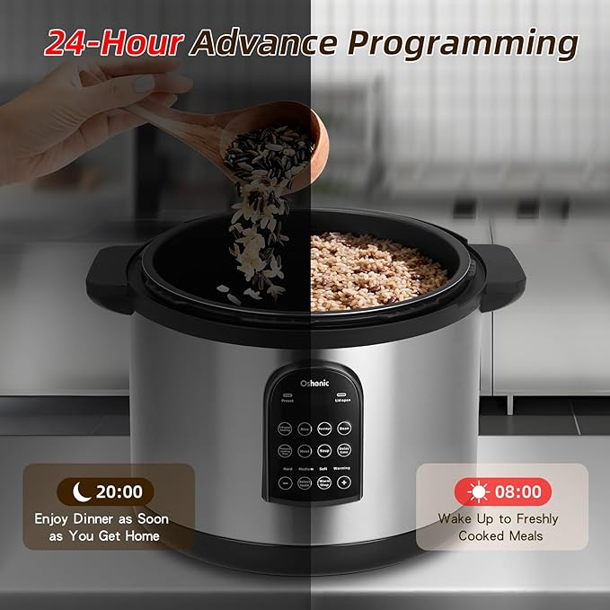 26.4QT Commercial Electric Pressure Cooker,208-240V 2500W Large Stainless Steel Pressure Cooker,9 in 1 Multicooker Slow Cooker With LED,Not Stick Inner Pot,24 Hours Preset & Auto Keep Warm